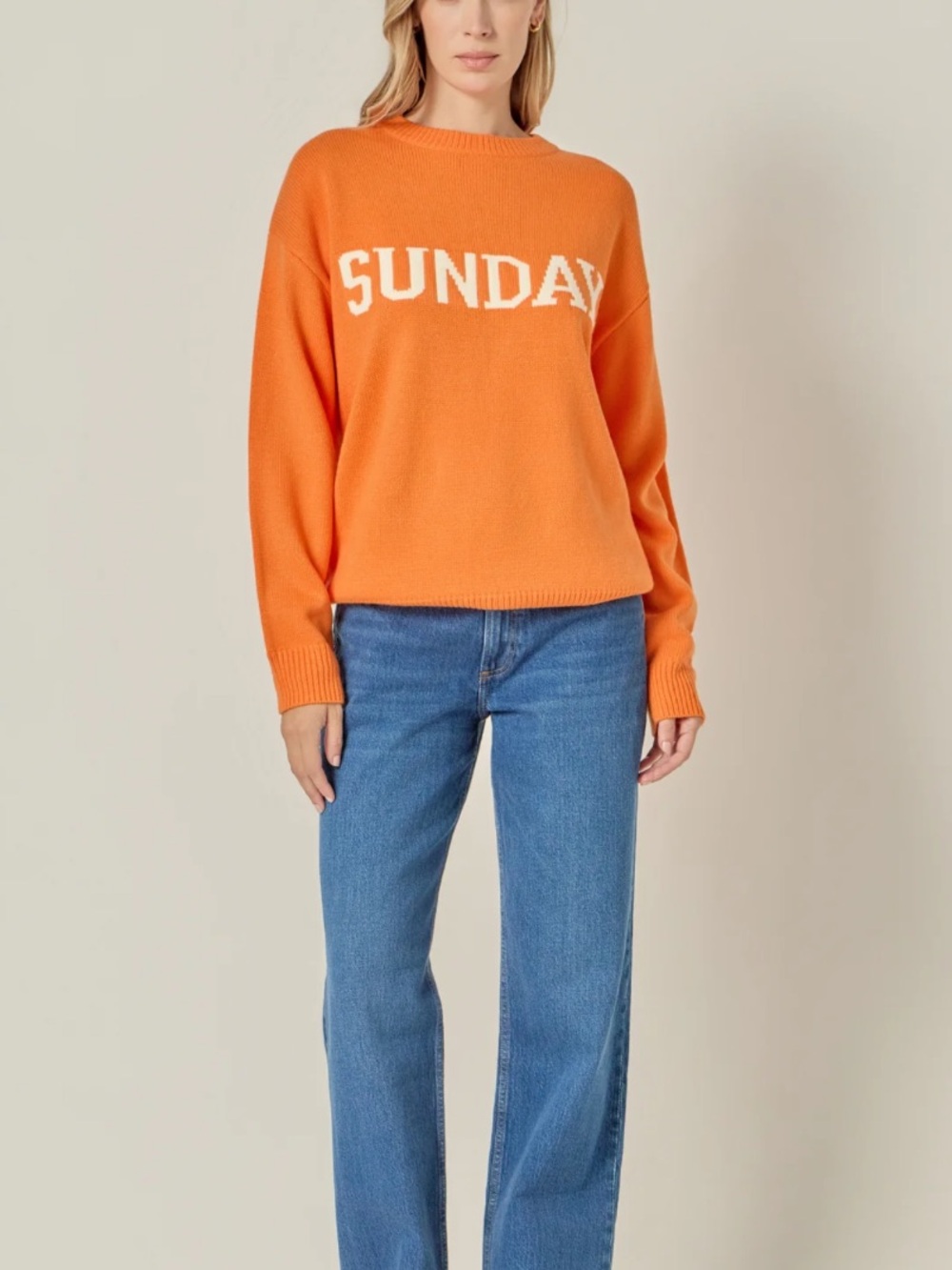 English Factory Orange "SUNDAY" Knit Sweater Day of the Week Collection